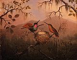 Two Hummingbirds at a Nest by Martin Johnson Heade